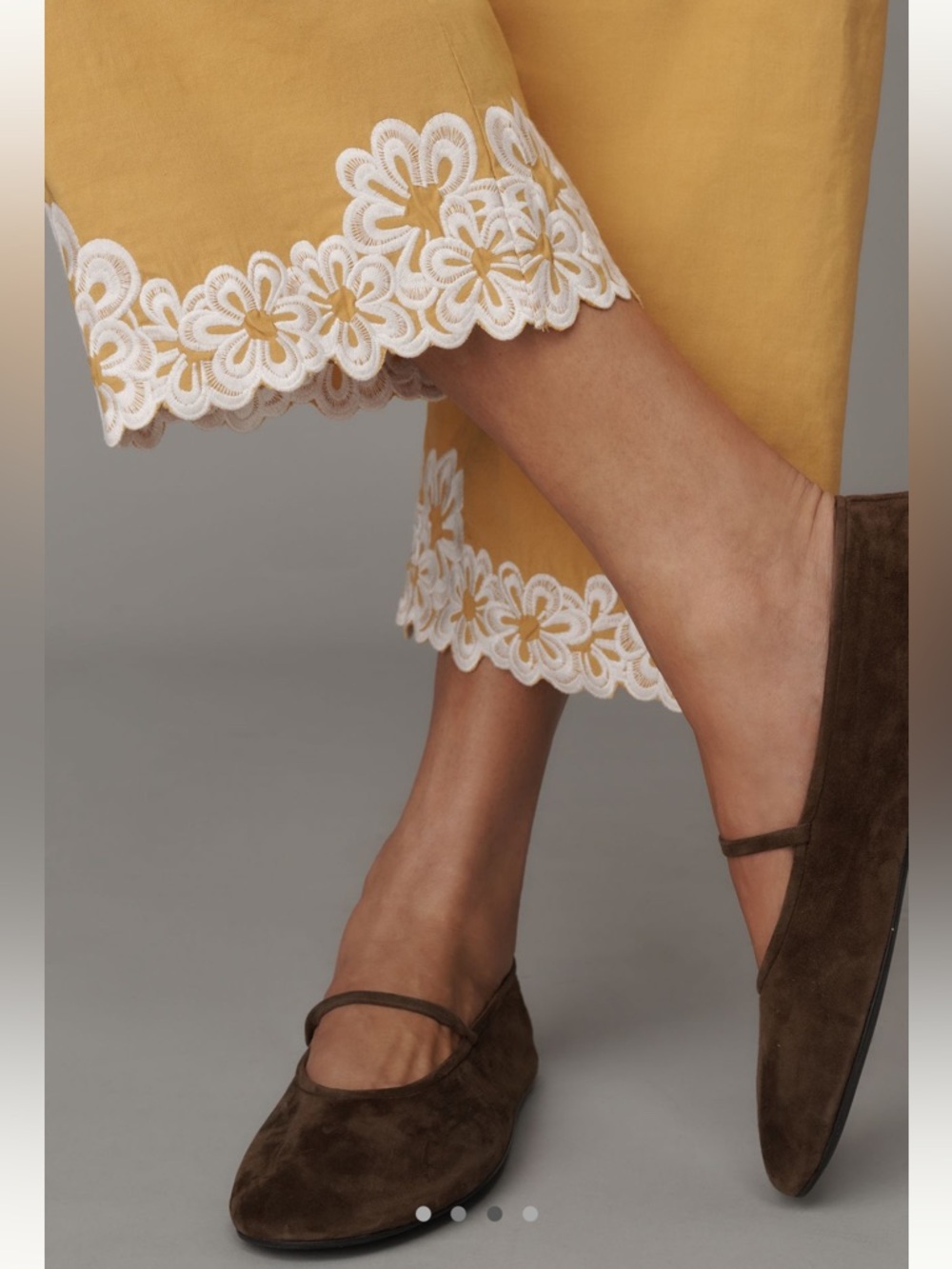 Anthropologie Colette Pants Maeve Embroidered Cropped Wide Leg High Rise New - Picture 2 of 11